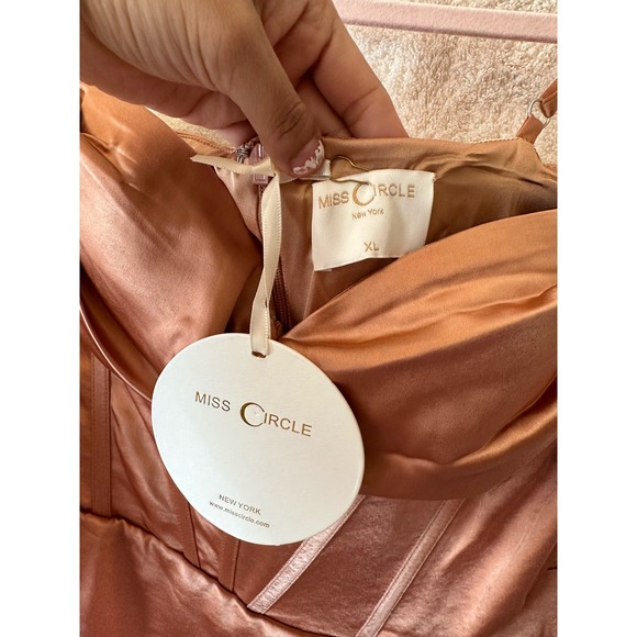 Miss Circle Brigid Coffee Satin Corset Dress Size XL - Picture 7 of 16